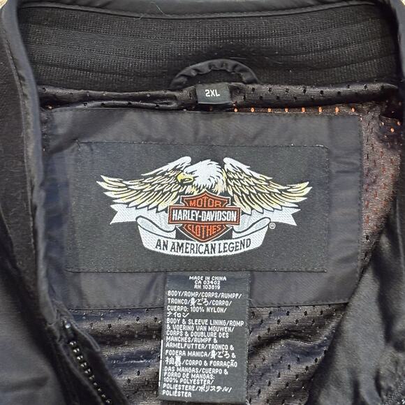 Harley Davidson Moto Racing Bomber Jacket Men’s Size 2XL Orange & Black - Picture 5 of 7